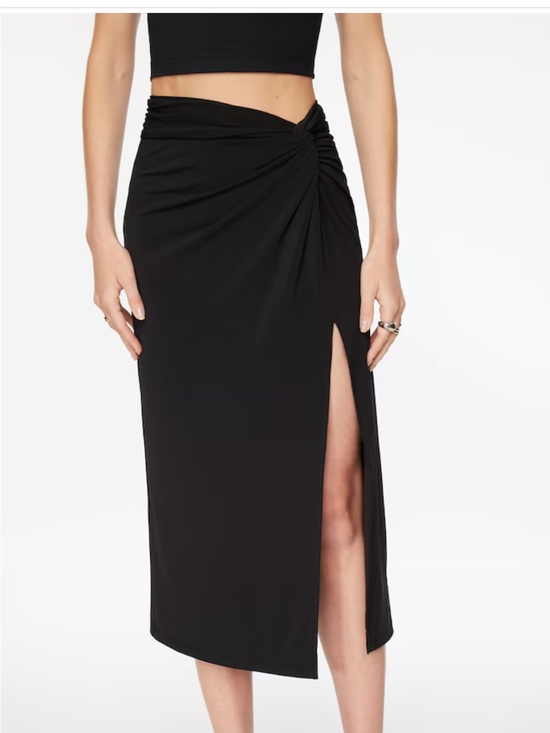 Dynamite Dresses & Skirts - Dynamite Black Twist-Waist Midi Skirt with Side Slit